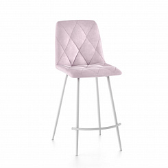 Стул полубарный Ричи велюр металлокаркас (каркас Полубарный белый тк. Велюр розовая) Стул полубарный Ричи велюр металлокаркас (каркас Полубарный белый тк. Велюр розовая)